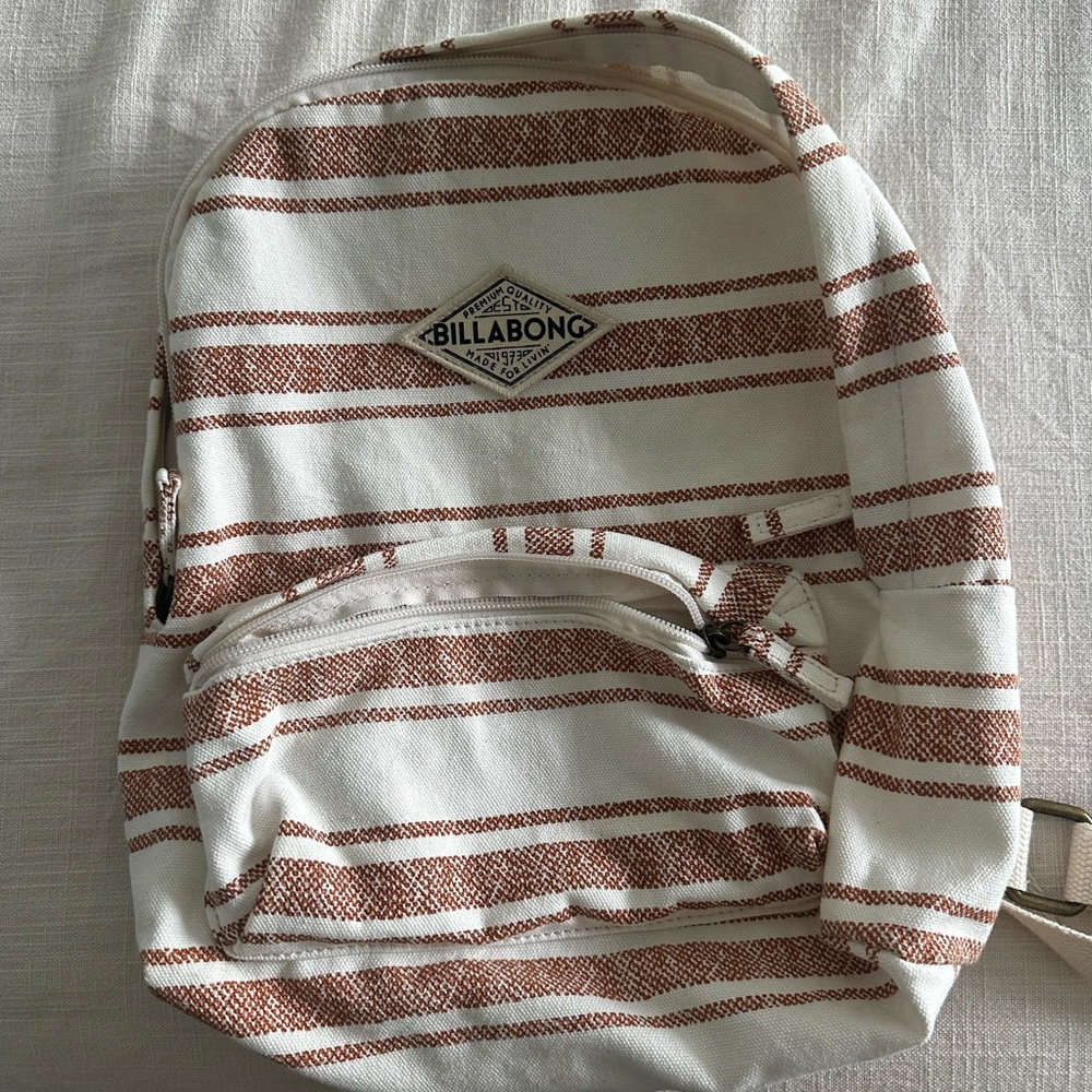 Billabong Cream and Brown Striped Backpack